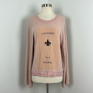 Wildfox Love Potion No 9 Blush Pink Bell Sleeve Sweatshirt Jumper, S